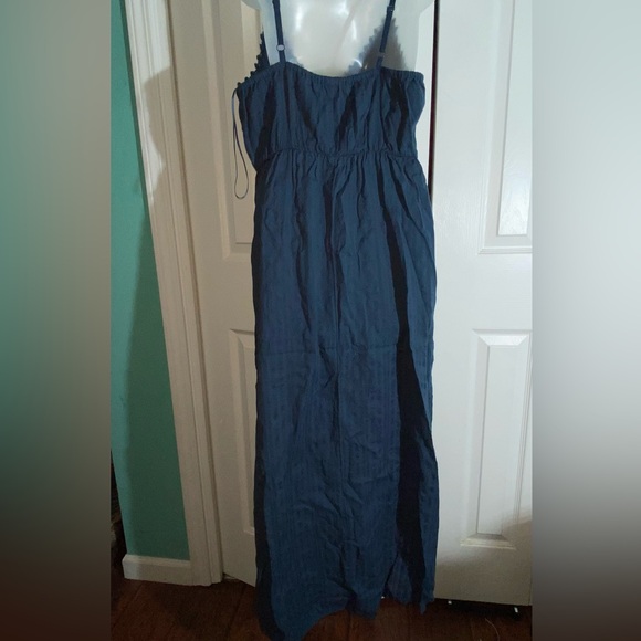 Old Navy NEW Blue Sz Large Crochet Spaghetti Strap Cotton Maxi Dress  AA19 - Picture 6 of 8